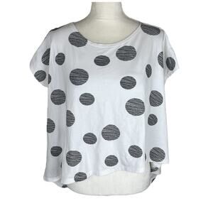 M x Matthildur Ashley Swing Top Black Dot Asymmetrical Hem Short Sleeve Size XS